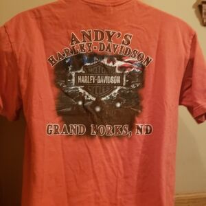 Andys Harley Davidson Grand Forks ND 2013 Orange Mens T Shirt Size Large